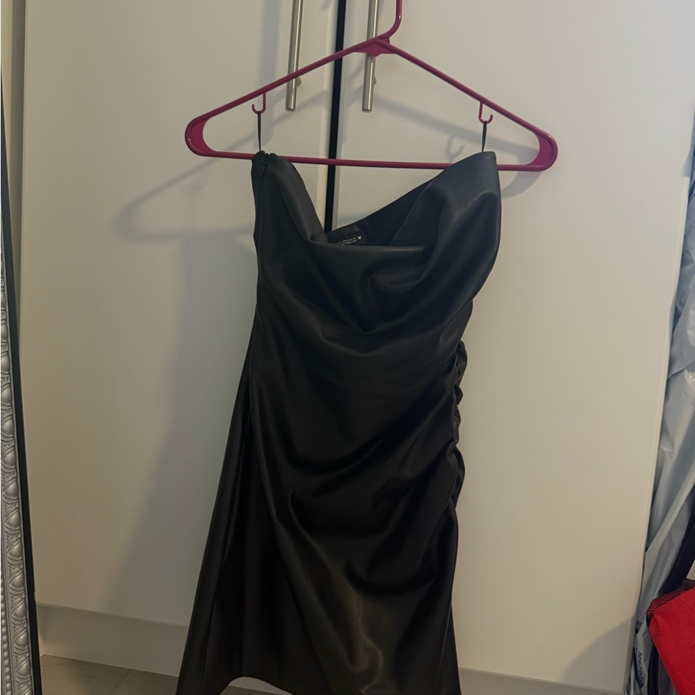 Elegant Black Leather Dress